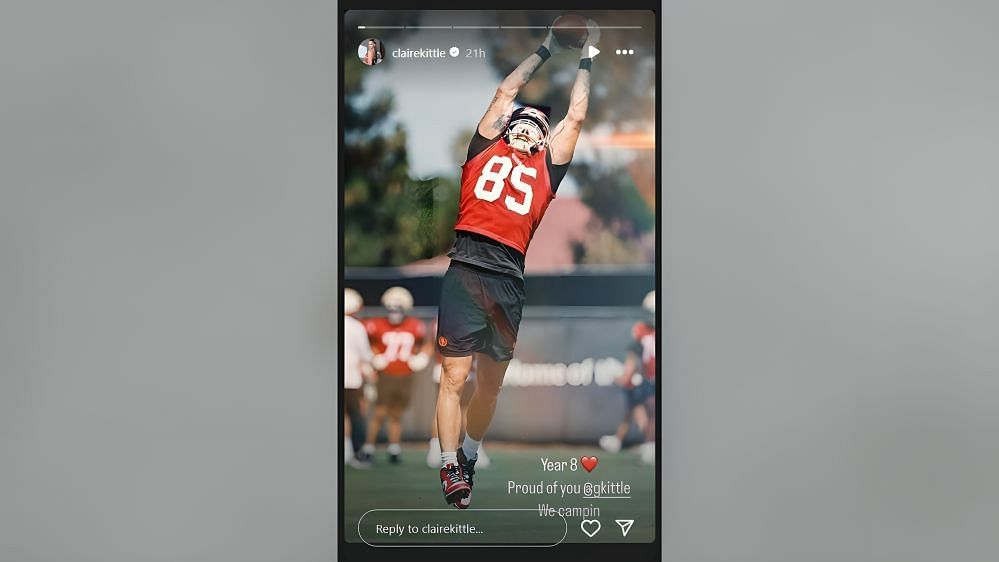 George Kittle&#039;s wife Claire gushes over 49ers star as TE completes 7 years in NFL (Image Source: Claire Kittle/Instagram)