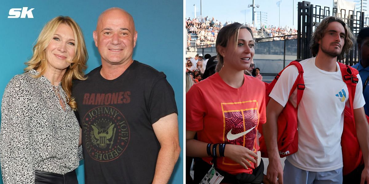 (Left to Right) Steffi Graf, Andre Agassi, Paula Badosa, Stefanos Tsitsipas (Source: Getty Images)