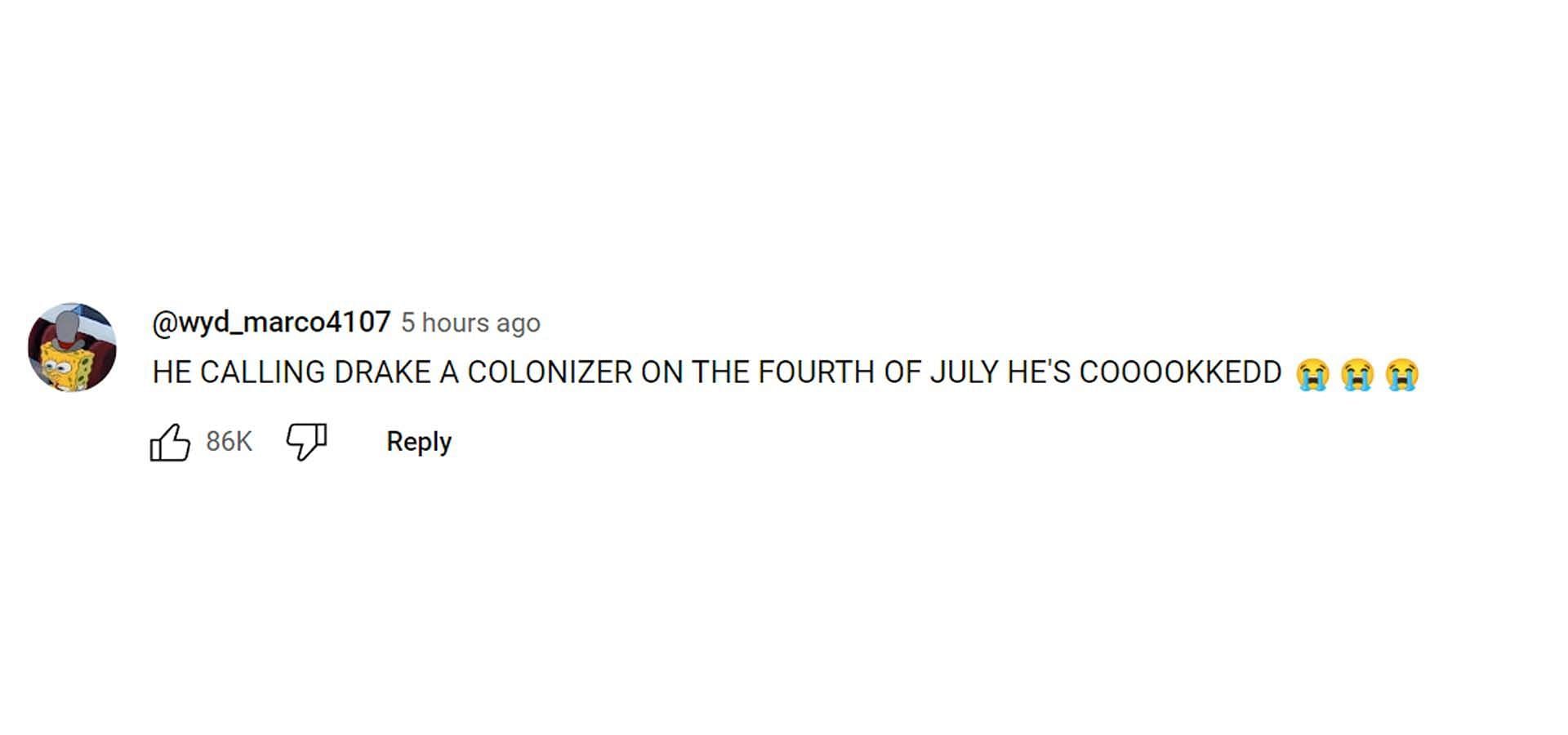 A comment reacting to the video (Image via YouTube/ @Kendrick Lamar)