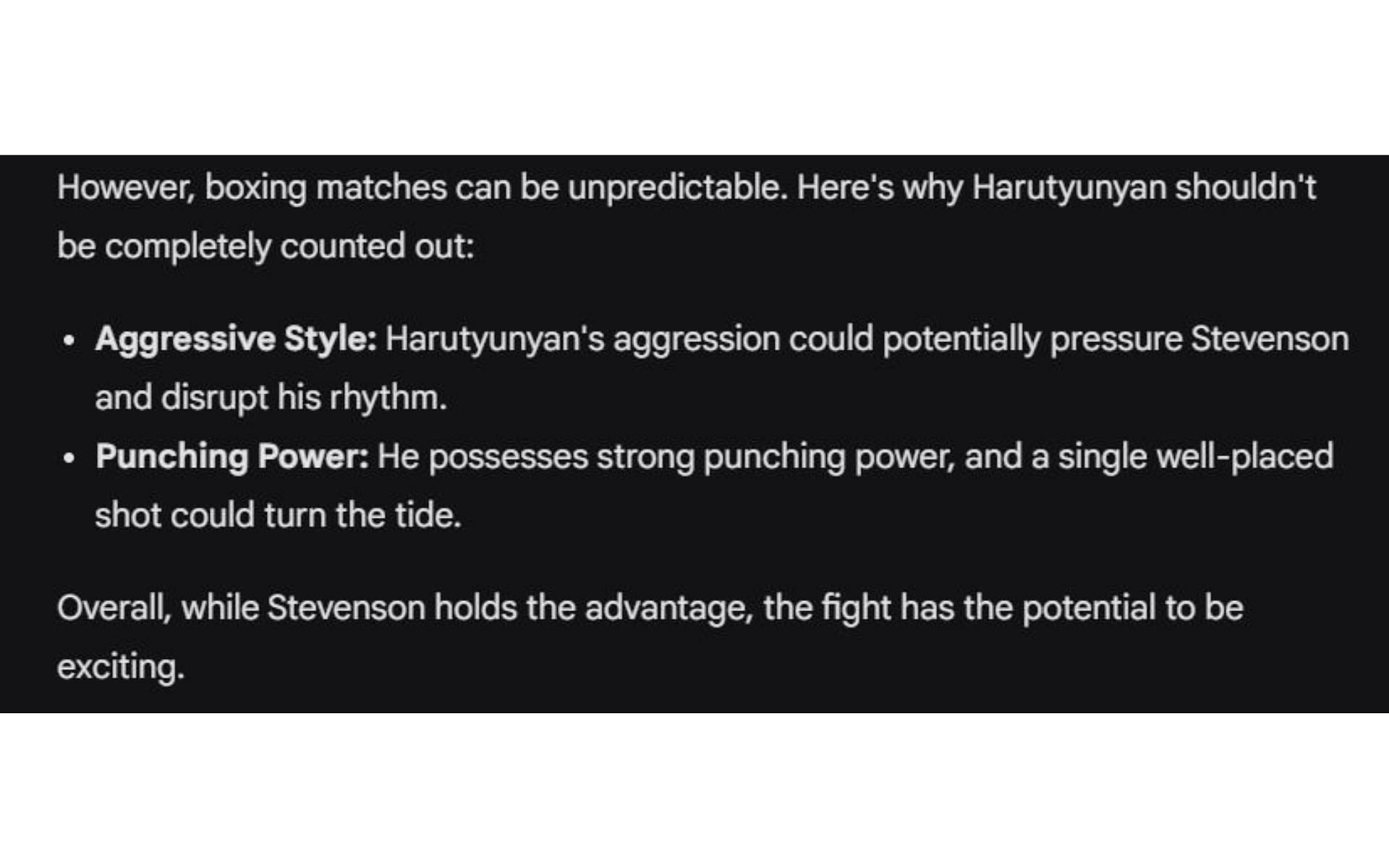 AI notes on Artem Harutyanyan&#039;s skills as an underdog