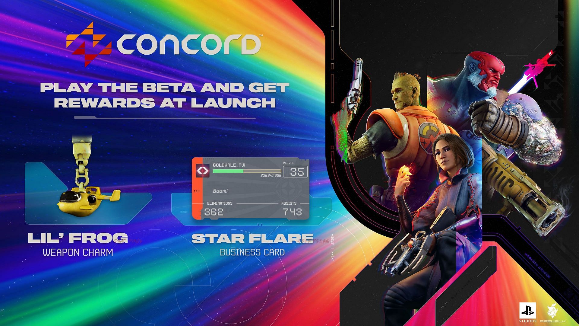 Beta reward list in Concord (Image via PlayStation Blog)