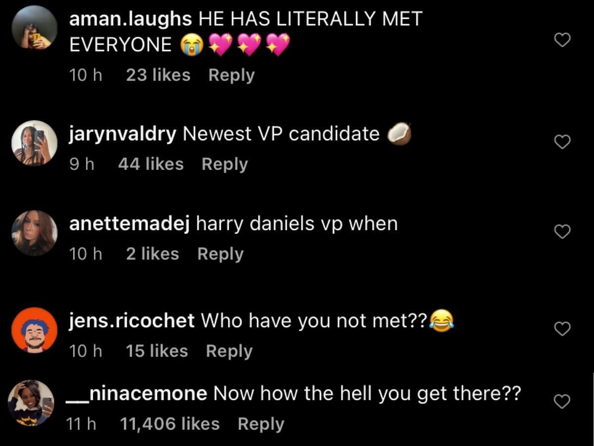 Fans react to Harry singing to Kamala Harris (Image via Instagram/@hrrydaniels)