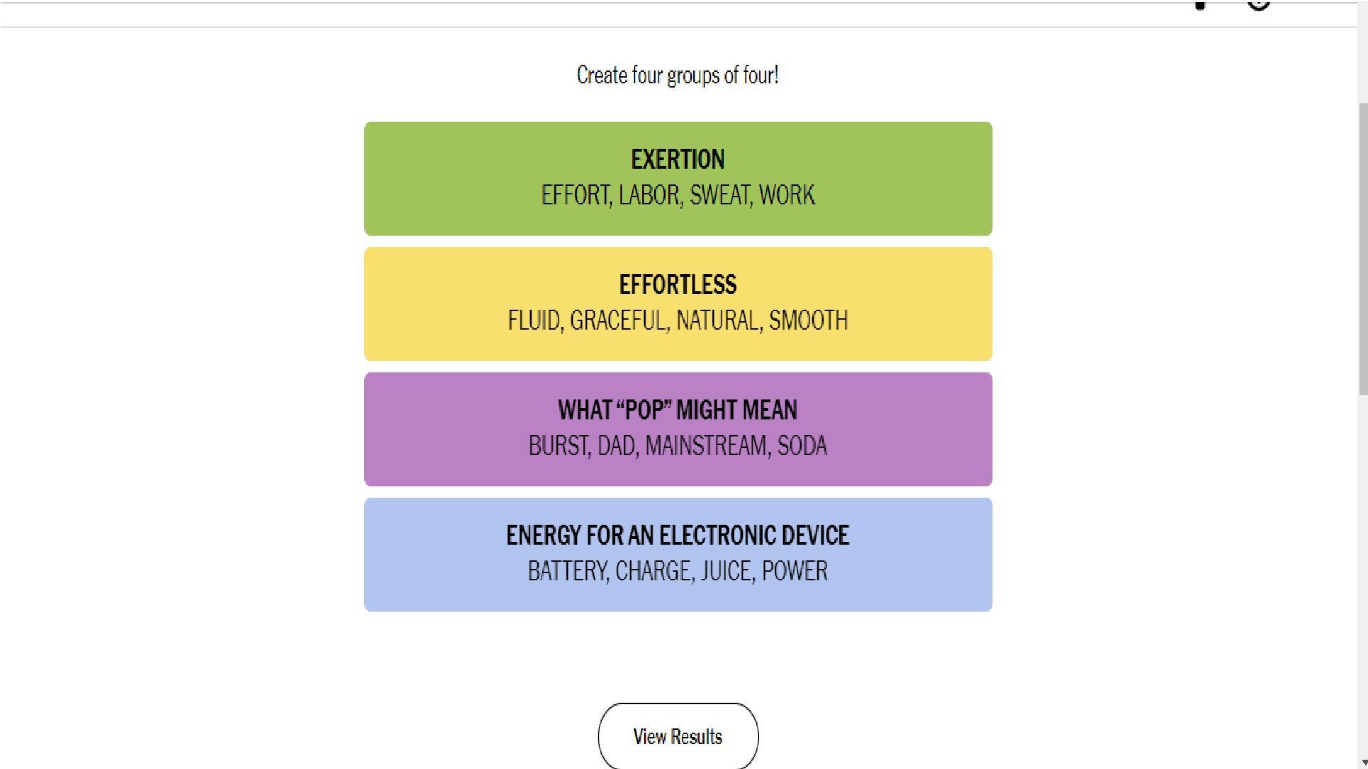 Results for Connections July 20, 2024 (Image via New York Times)