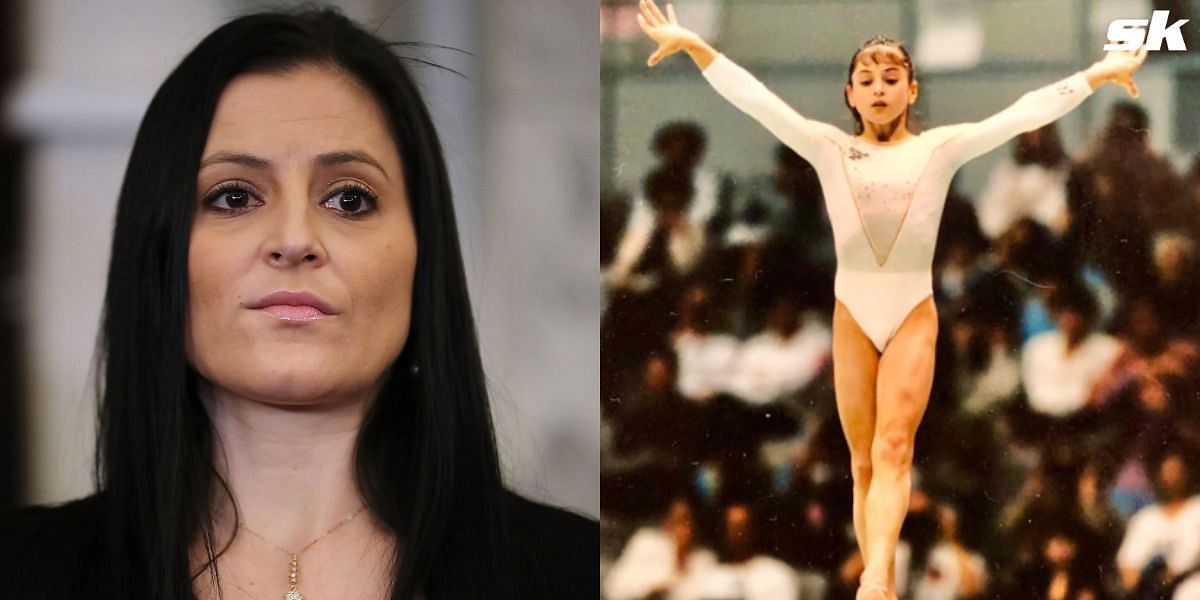 Dominique Moceanu secured a gold medal at the 1996 atlanta Olympic Games. (Images from Getty and  Instagram)