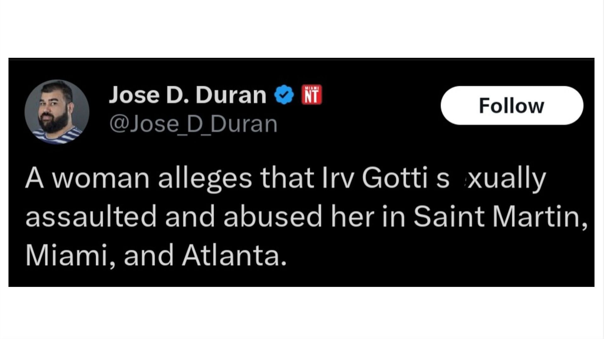 Irv Gotti have been accused by a woman, (Image via @Jose_D_Duran/X)