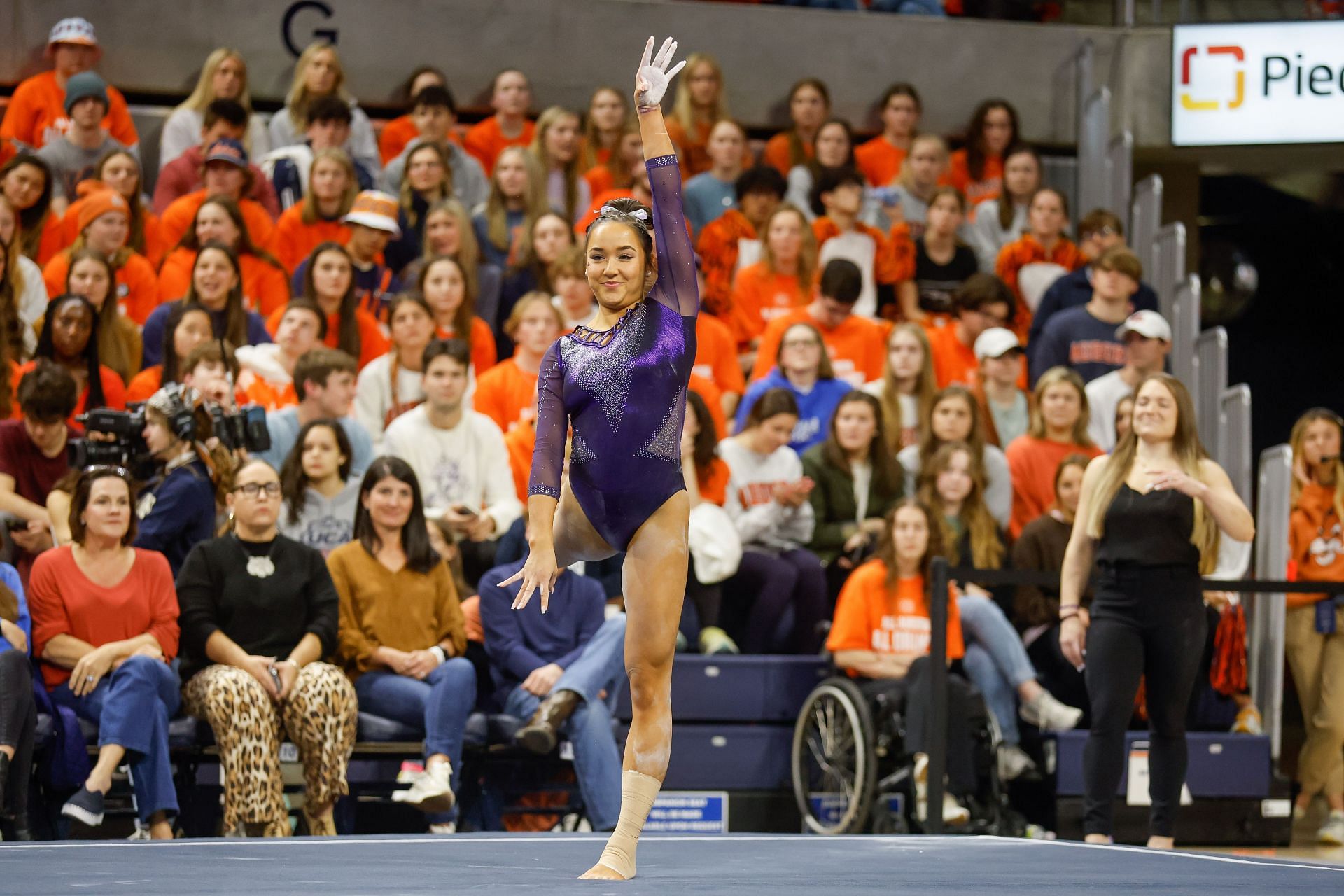 Aleah Finnegan performing a floor routine (Image via Getty) Aleah