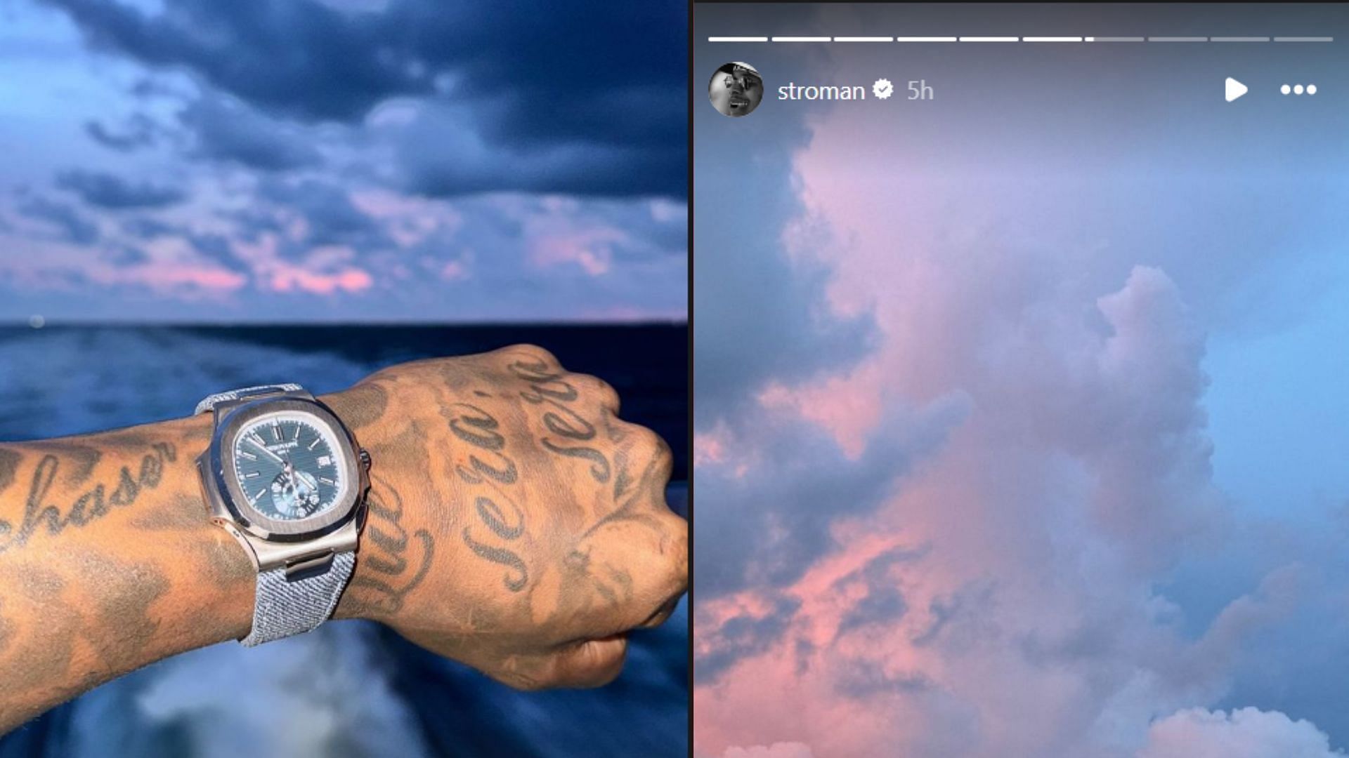 Stroman flashing his watch on the open water. (Instagram/Stroman)