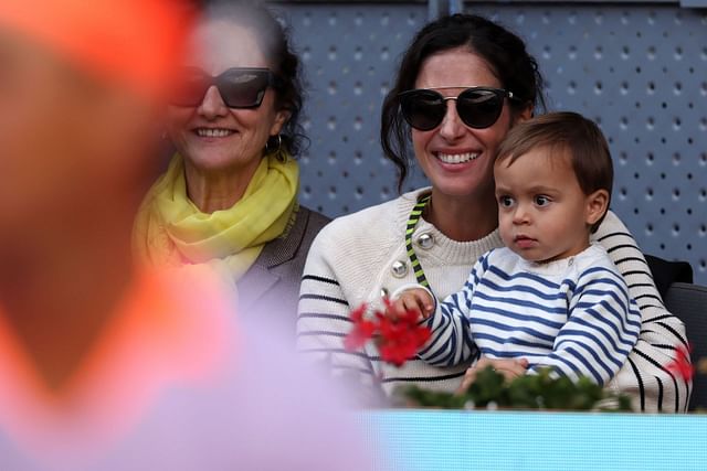 Rafael Nadal, Maria Francisca Perello and Rafa Jr. at the 2024 Mutua Madrid Open (Source: GETTY)