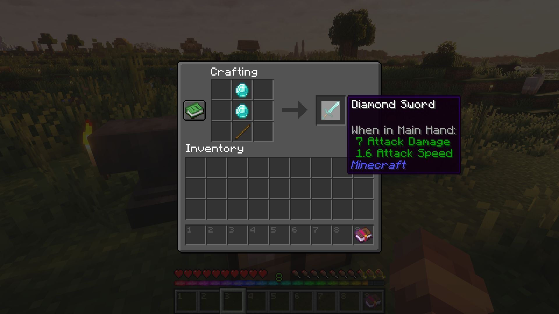 The diamond sword crafting recipe (Image via Mojang)