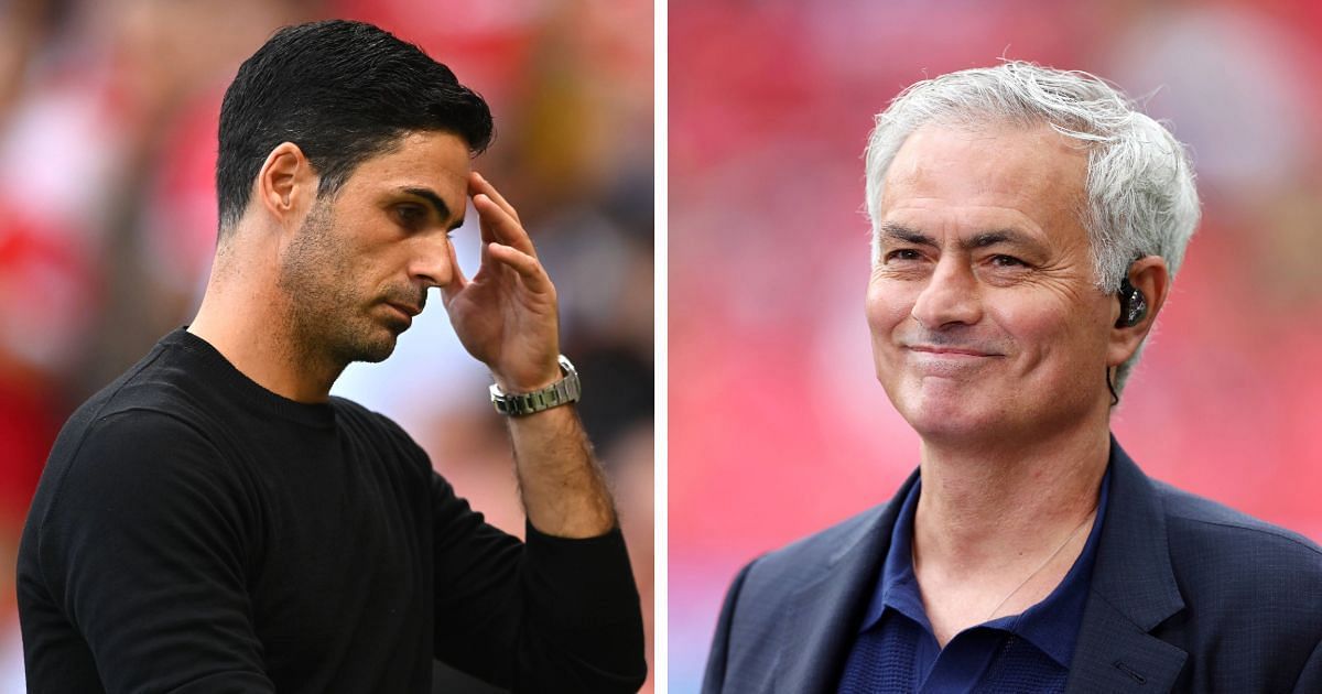 Mikel Arteta (left) and Jose Mourinho
