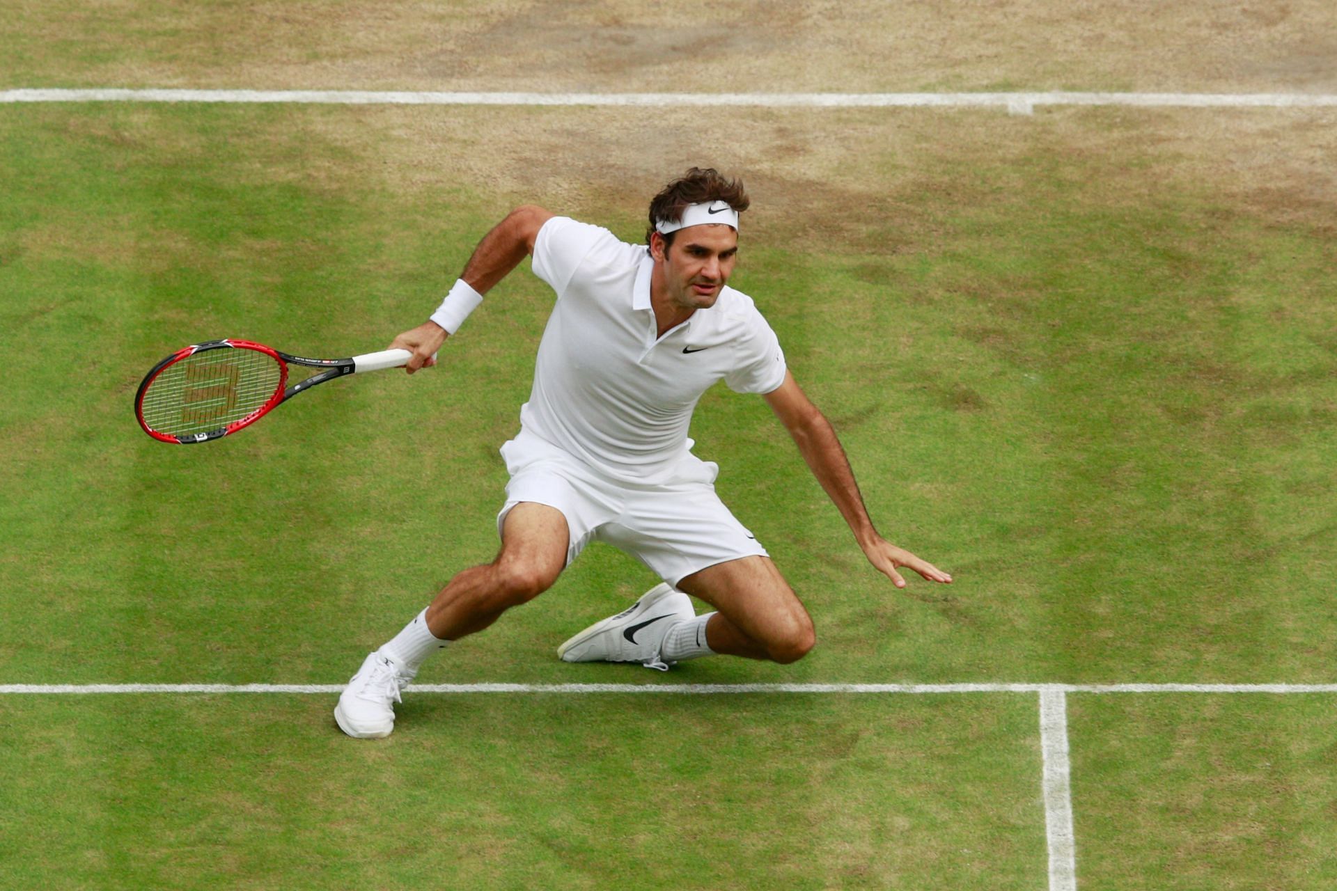 Roger Federer at Wimbledon. (Image via Getty)