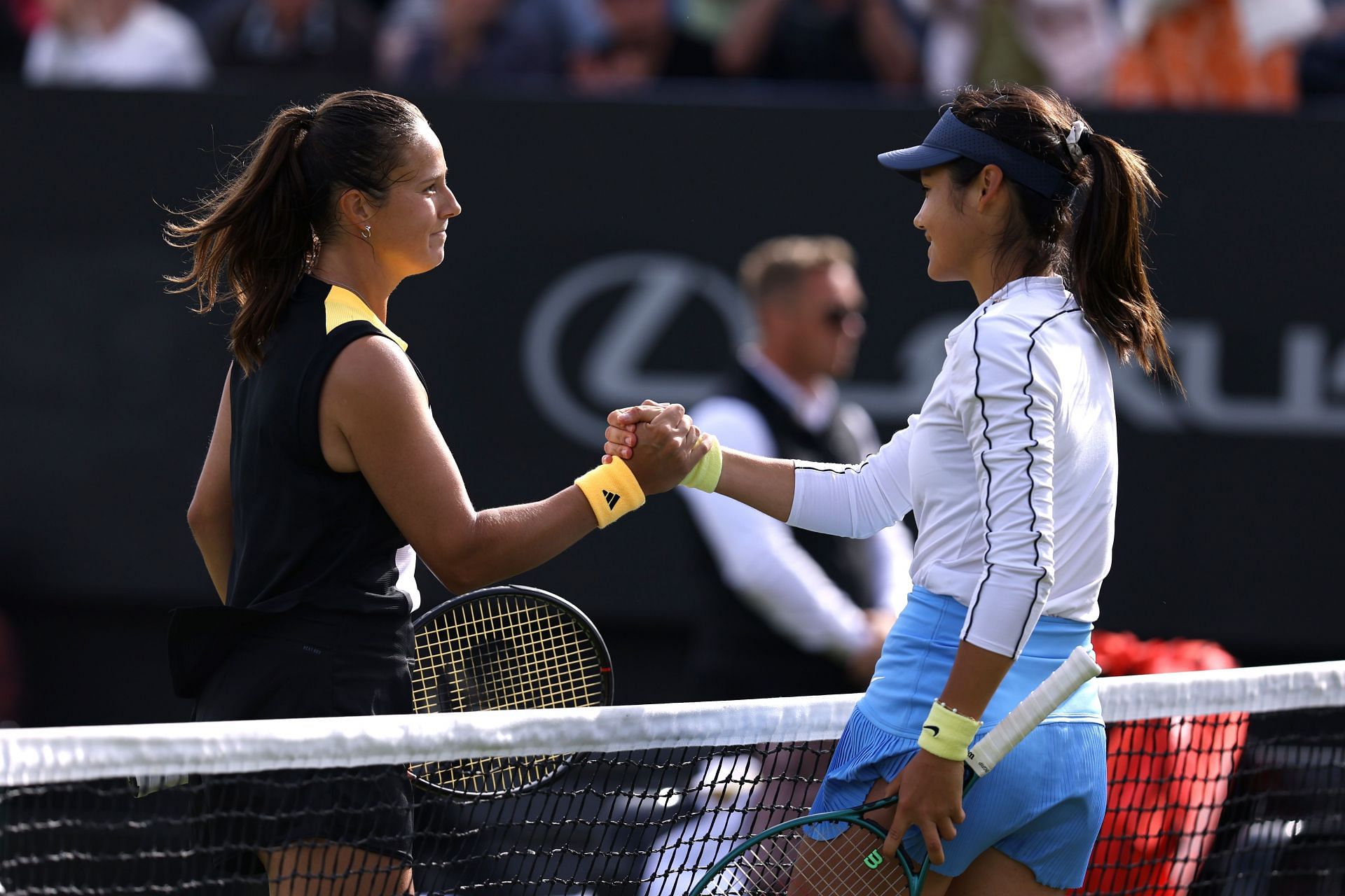 Emma Raducanu and Daria Kasatkina at the Rothesay International at Eastbourne