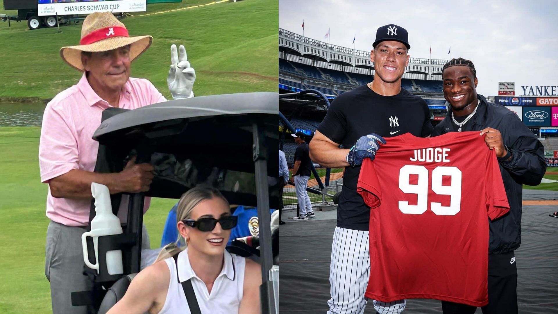 Nick Saban and his daughter Kristen Saban, Jalen Milroe, Aaron Judge 