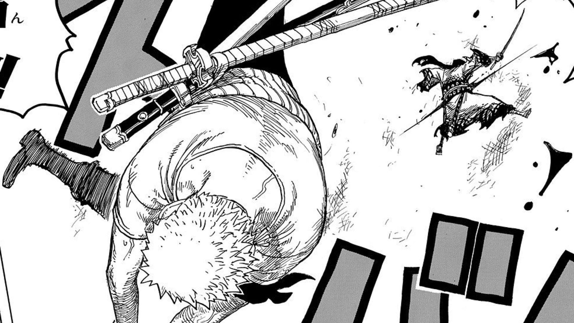 Zoro defeats Ryuma in Brook&#039;s shadow (Image via Shueisha)