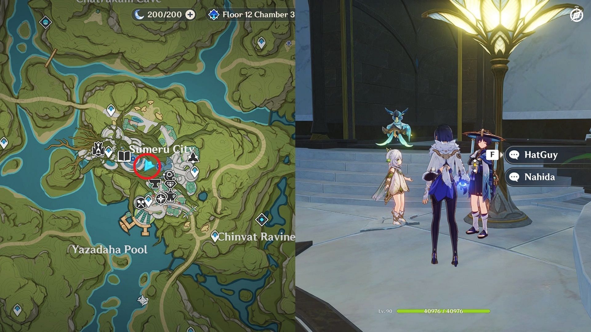 Nahida and Wanderer location (Image via HoYoverse)