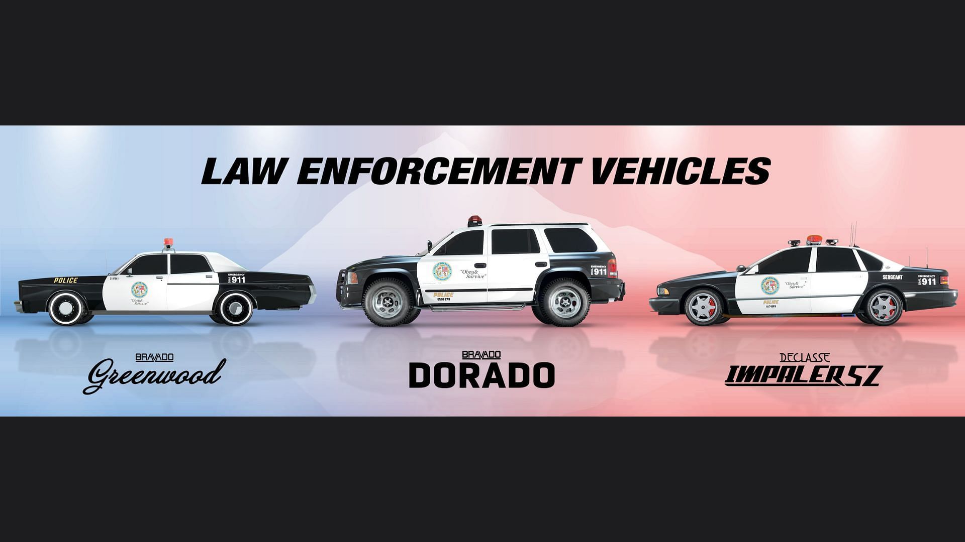 A picture of new sets of police wheels added to the game last month (Image via Rockstar Games)