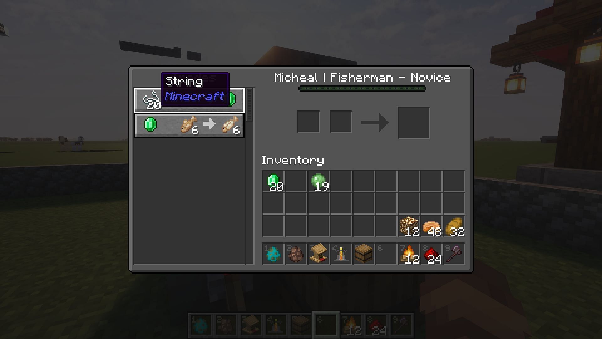 Fishermen also offer string trades (Image via Mojang)