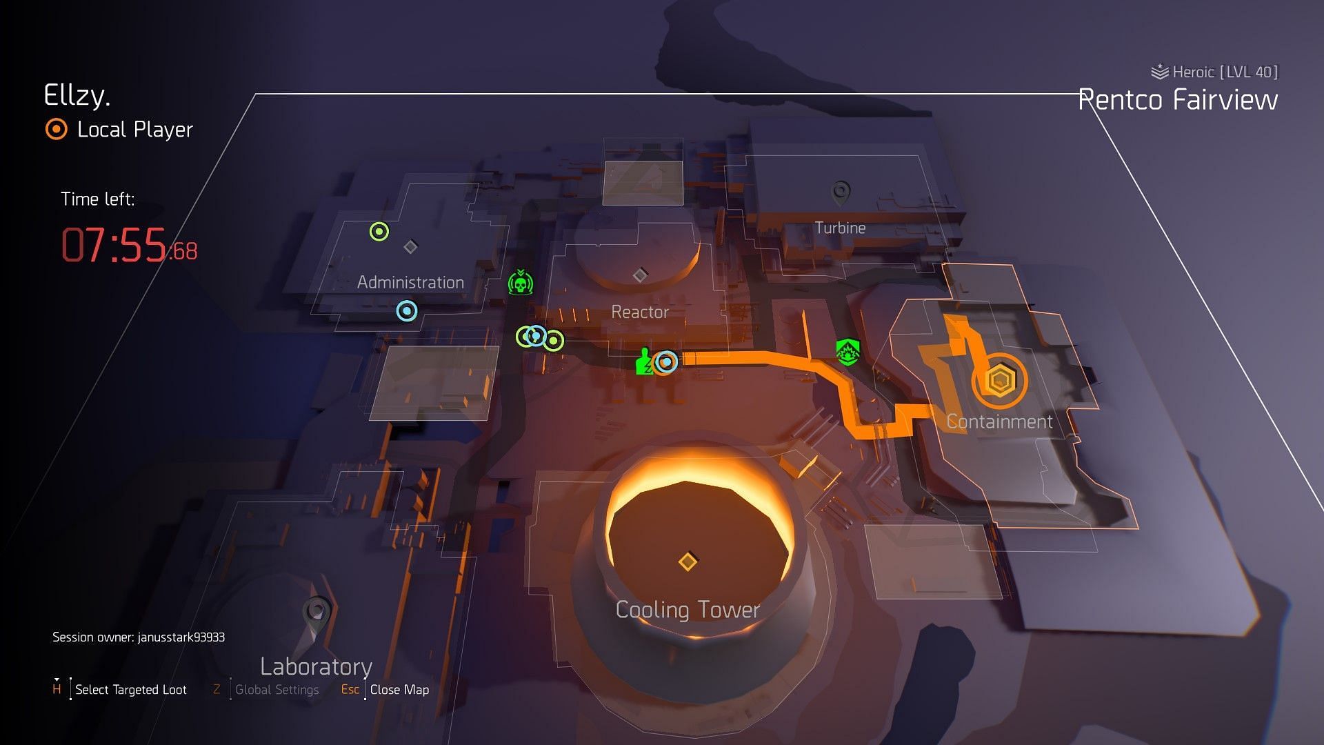 The map of Pentco Fairview Power Plant in the Division 2 (Image via Ubisoft)