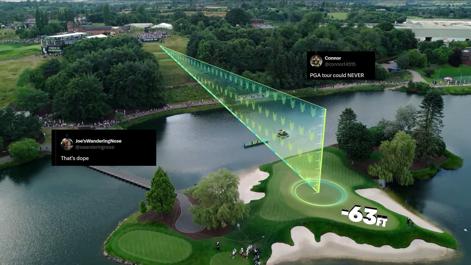 LIV Golf introduces new elevation graphic feature during LIV Golf UK (Image via LIV Golf)