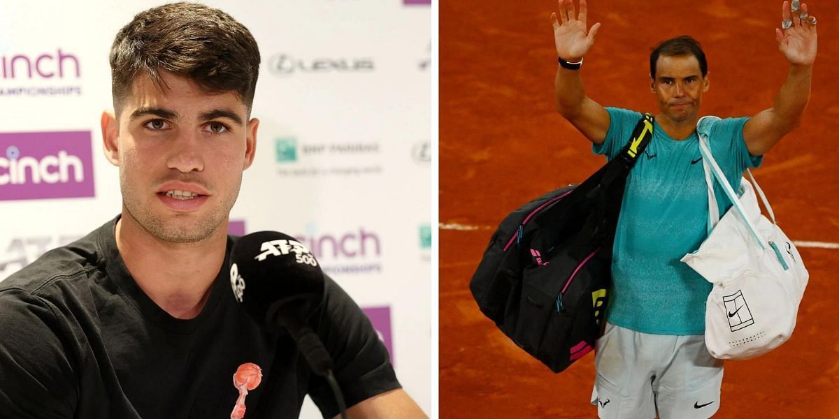 Carlos Alcaraz (izq.) y Rafael Nadal (der.); (Fuente: Getty Image)