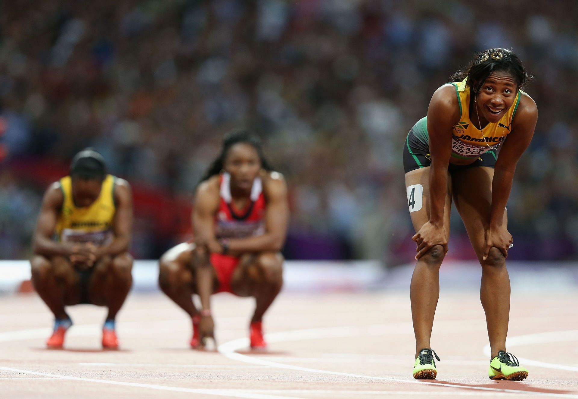 Shelly-Ann Fraser-Pryce after finishing women&#039;s 200 m final at London Olympics 2012 [Image Source: Getty]