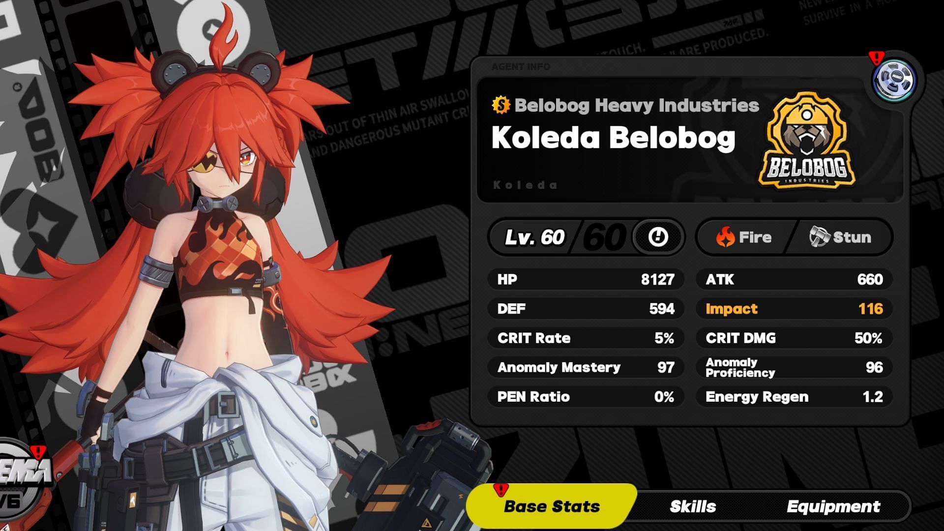 Koleda Attributes (Image via HoYoverse)