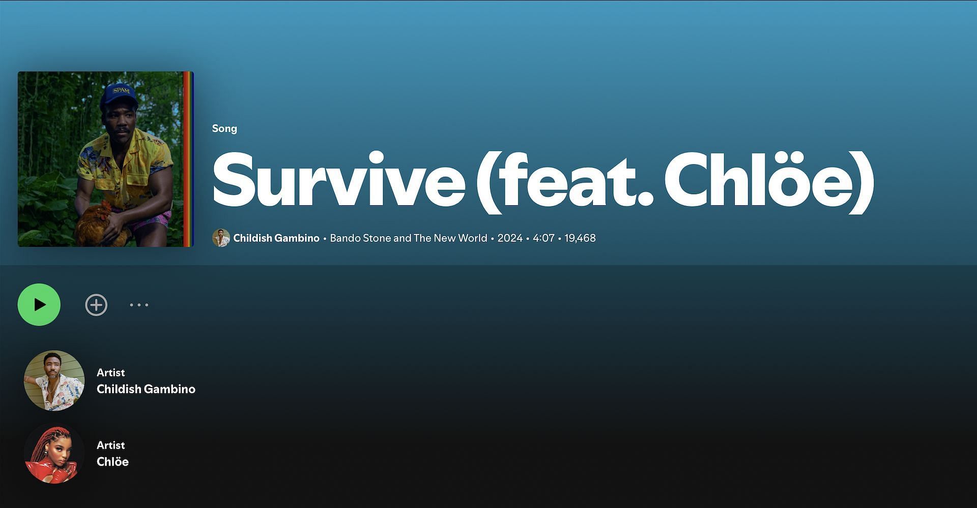 Track 3 on Childish Gambino&#039;s last studio album &#039;Bando Stone &amp; The New World&#039; (Image via Spotify)