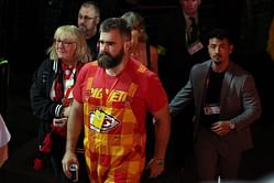 Watch: Jason Kelce arm wrestles American Olympian Nicole Heavirland in Paris