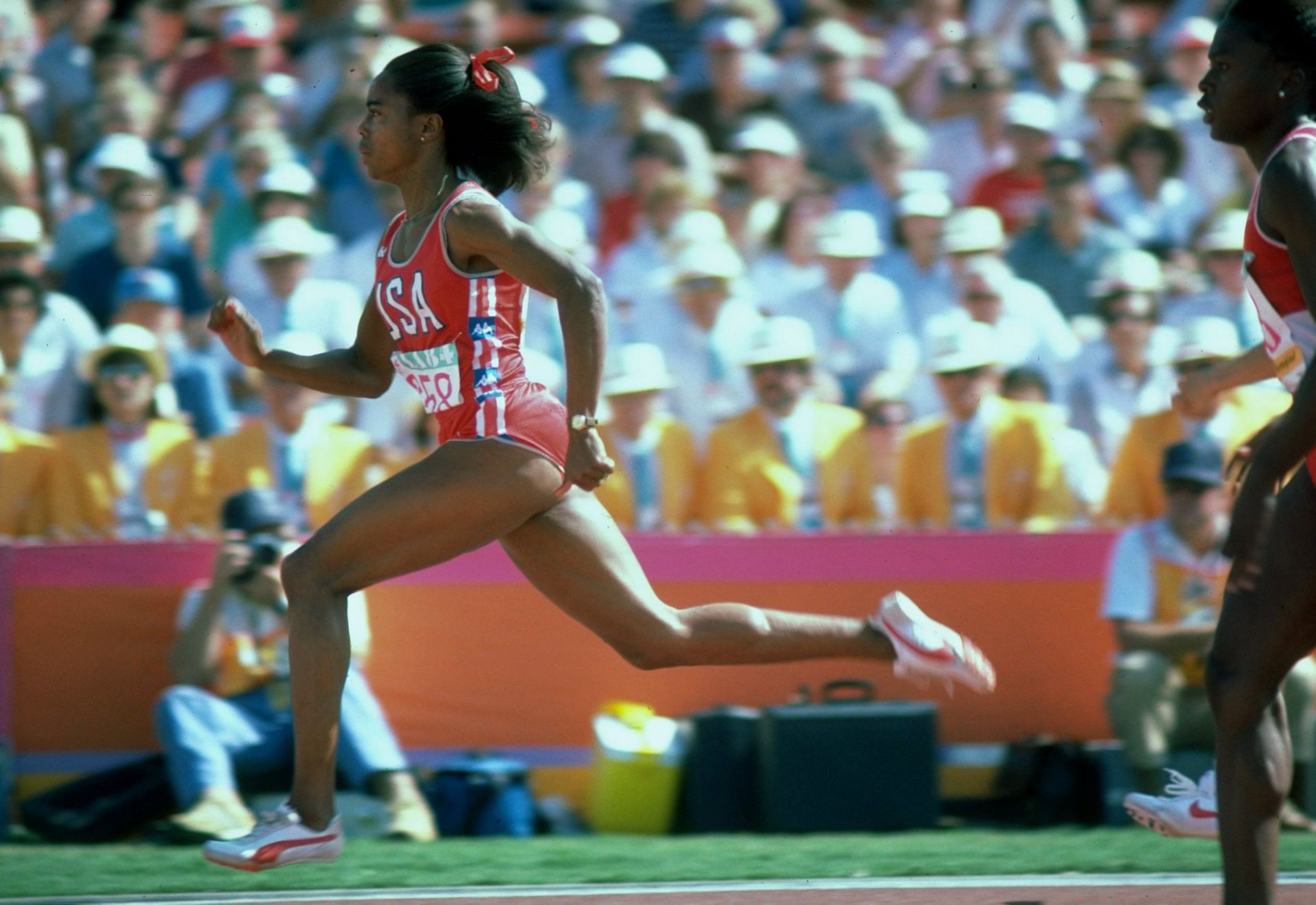 Evelyn Ashford in action at the Los Angeles Olympics, 1984 [Image Source: Getty]