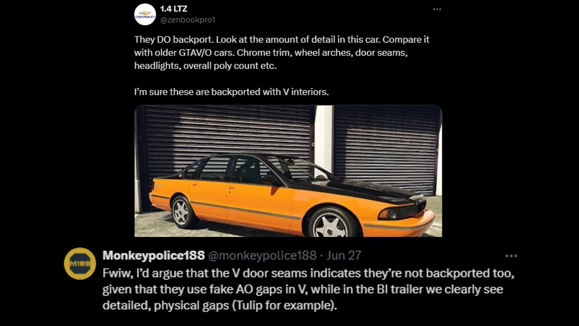 More discussion on the topic of possibly backported cars (Images via X)