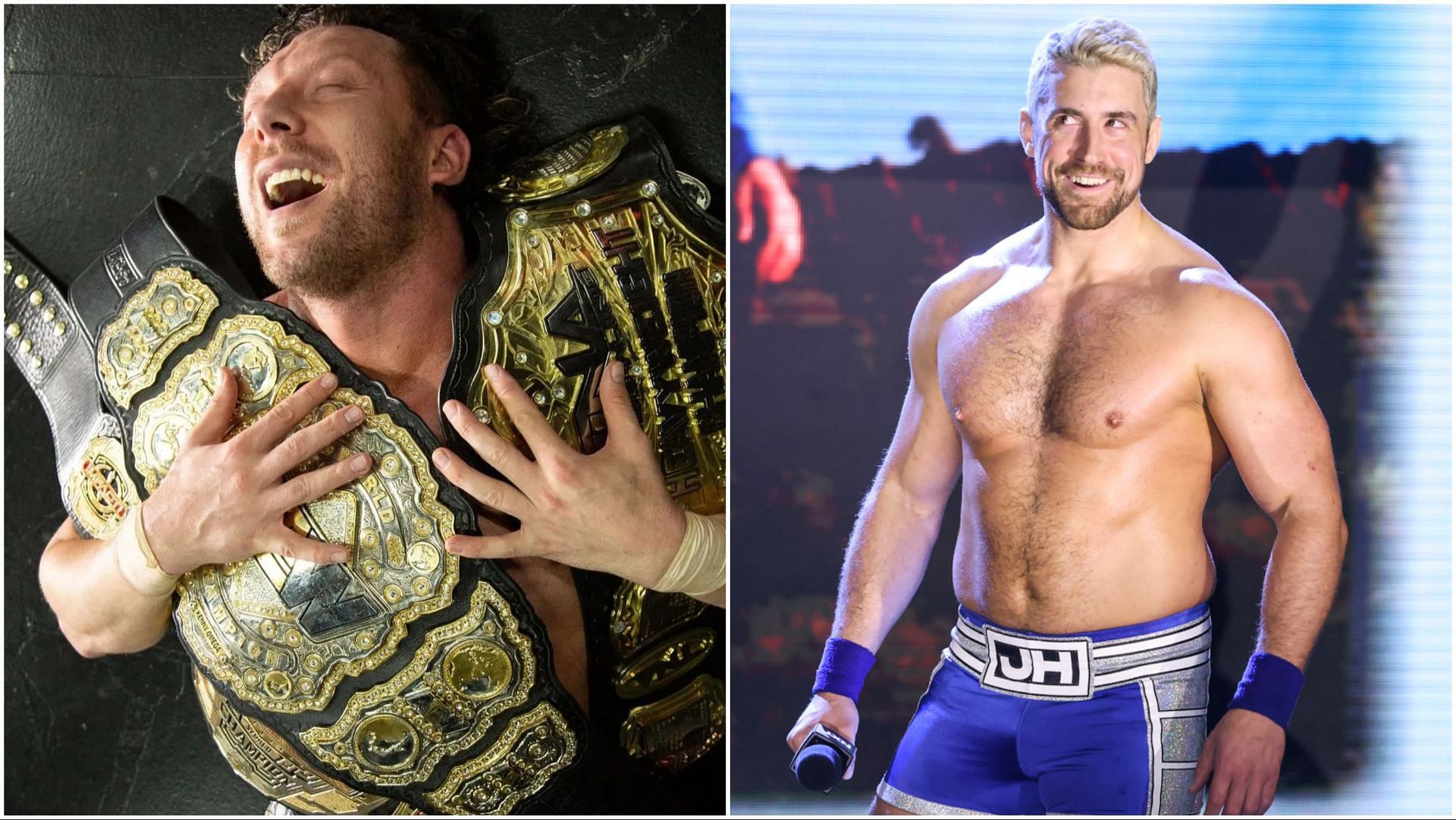 Kenny Omega with the TNA World Championship, Joe Hendry on WWE NXT