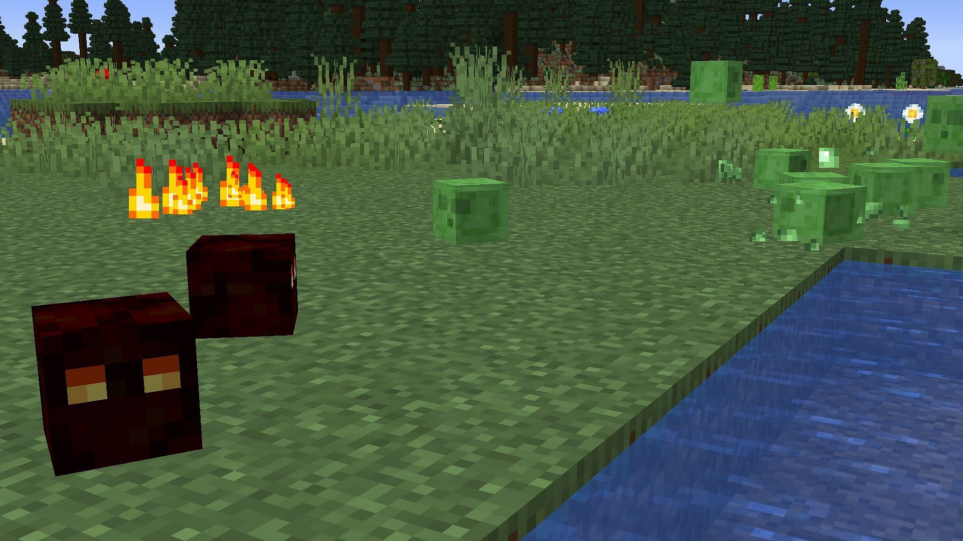 Tiny slimes and magma cubes are the two mobs with half a heart (Image via Mojang)