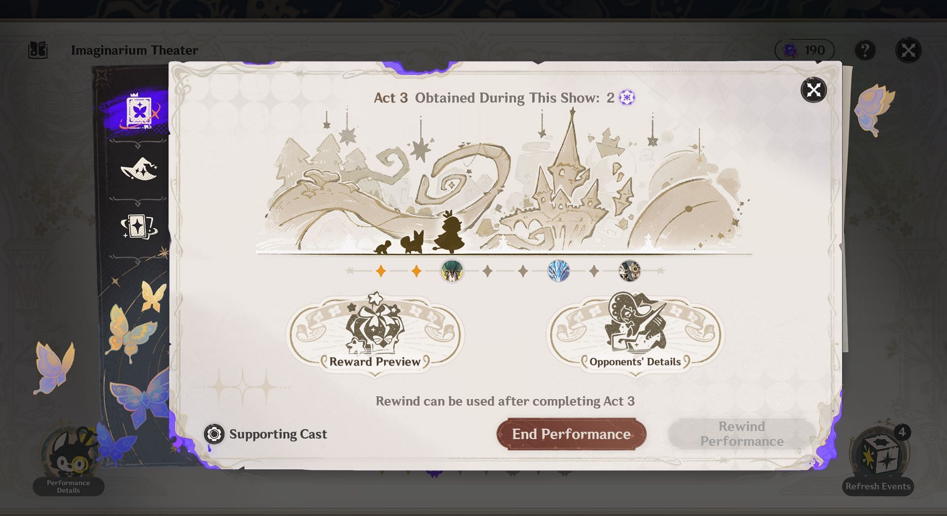Play through Acts 3, 6, and 8 to get all three versions of the Opening Night Achievement (image via HoYoverse)