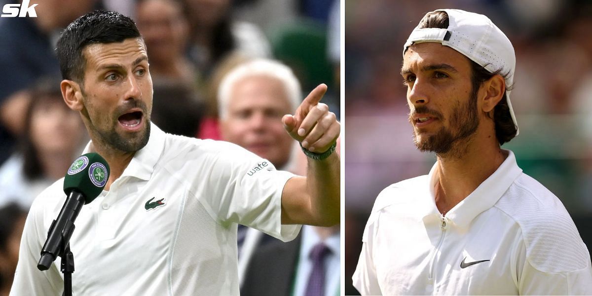 Novak Djokovic (L) and Lorenzo Musetti (R) (Source: Getty)