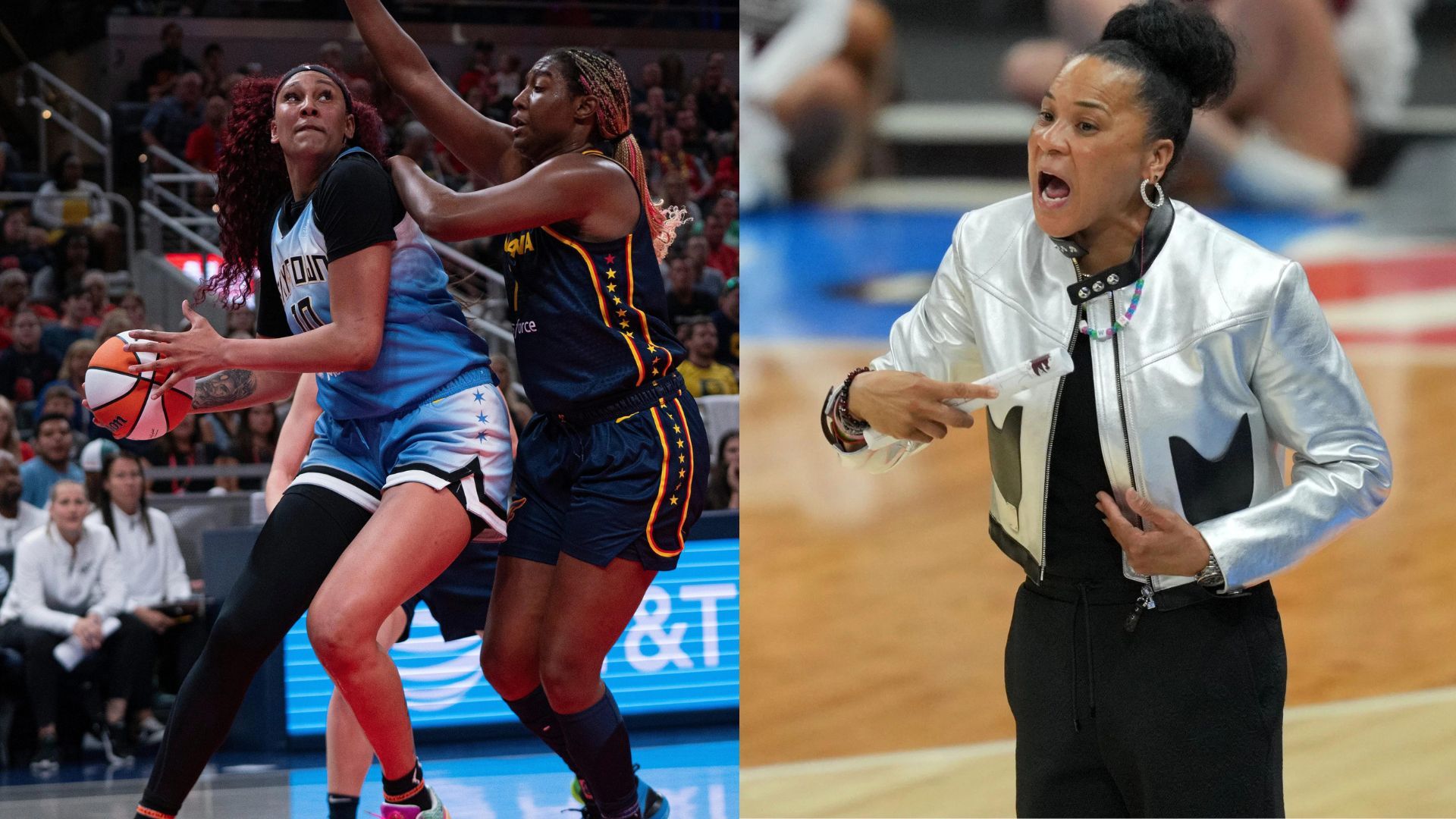 Kamilla Cardoso's ex-coach Dawn Staley courtside in Chicago Sky game,  cheers for former South Carolina players