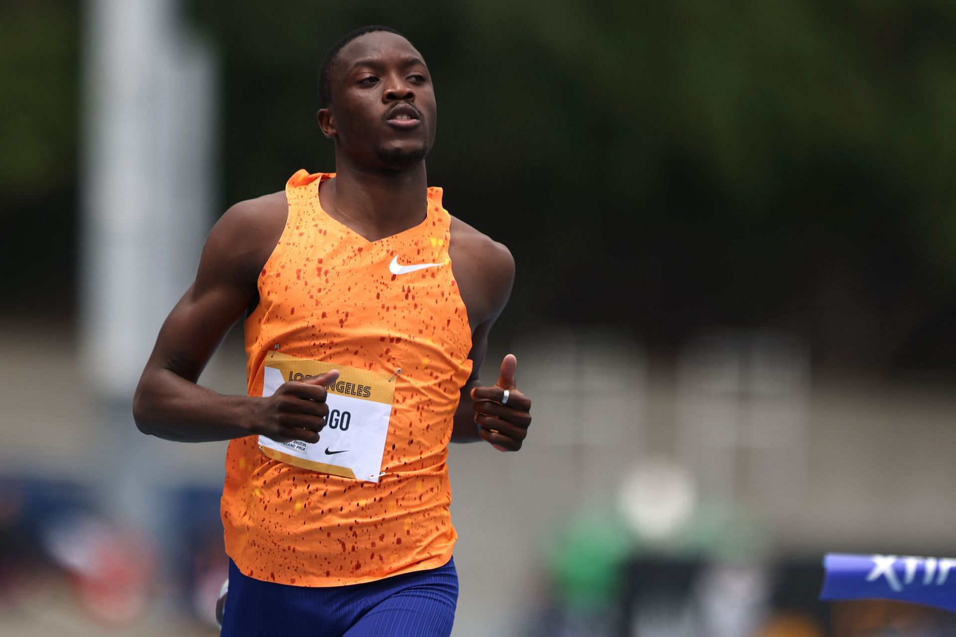 Botswana&#039;s 100m athlete Letsile Tebogo in action at the 2024 USATF Los Angeles Grand Prix (Image Credits: GETTY)