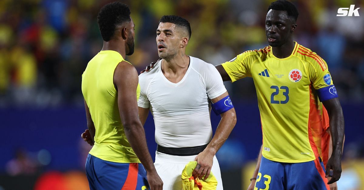 Luis Suarez was at the forefront of a post-match brawl between Uruguay and Colombia. 