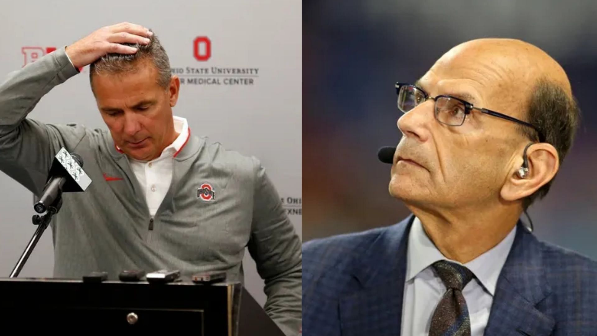 Coach Urban Meyer and analyst Paul Finebaum