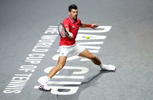 Novak Djokovic playing for Serbia at the Davis Cup (Source: Getty)