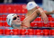 Katie Ledecky of Team USA looks on during a training session in the competition pool at Paris La Defense Arena ahead of the 2024 Olympic Games in Paris, France. (Photo by Getty Images)