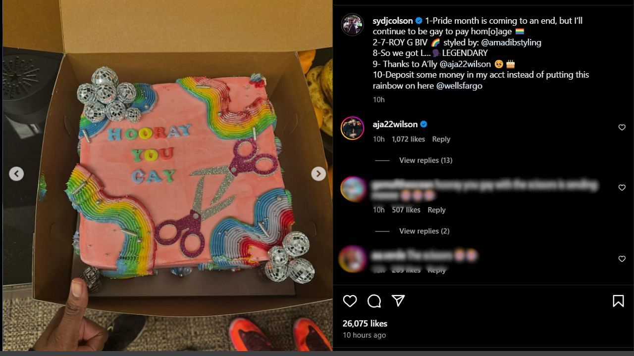 Sydney Colson&#039;s post featuring the Cake. (Credits: @sydjcolson/Instagram)