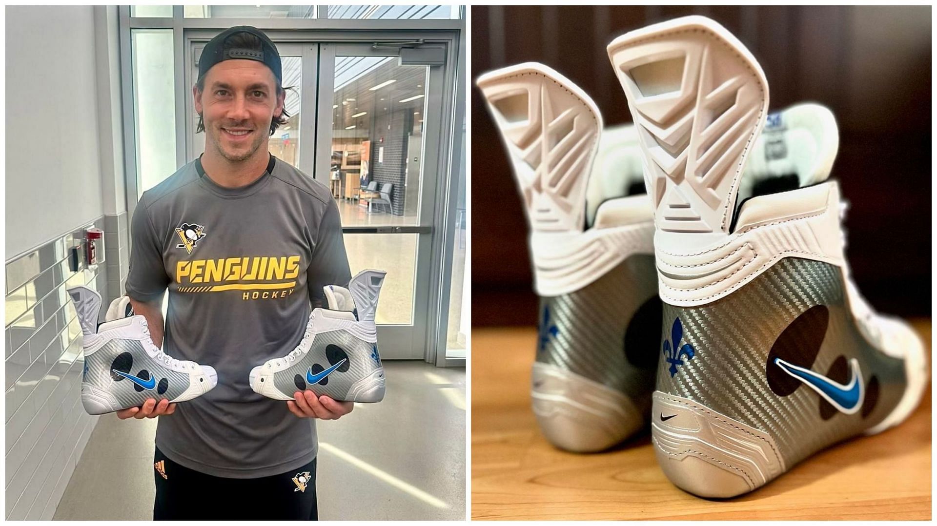 In Photos Pens Kris Letang unveils new pair of Nike s spectacular custom white skate creation