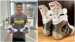 In Photos: Pens' Kris Letang unveils new pair of Nike's spectacular custom white skate creation