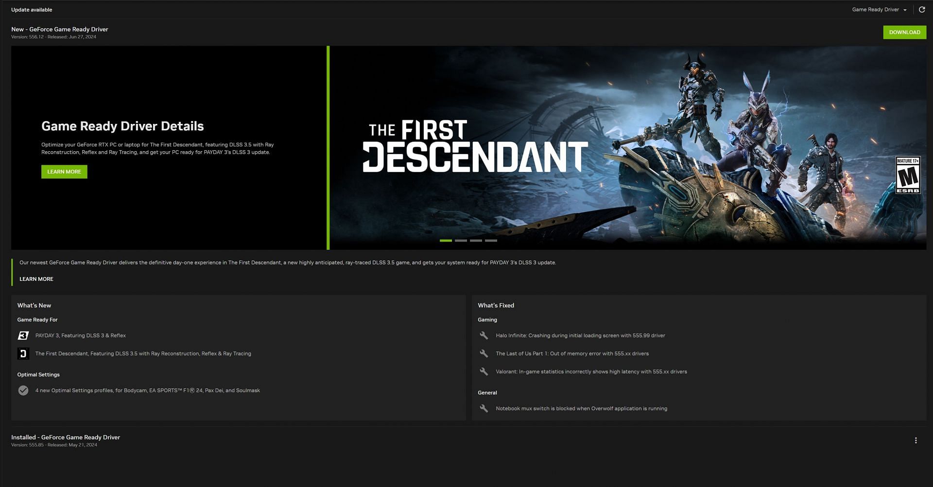 Nvidia has released a Game Ready Driver for The First Descendant (Image via Nvidia)