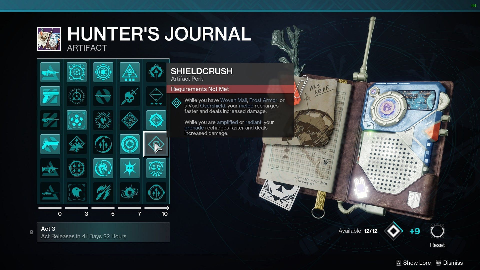 Shieldcrusher perk in Destiny 2 Artifact (Image via Bungie)