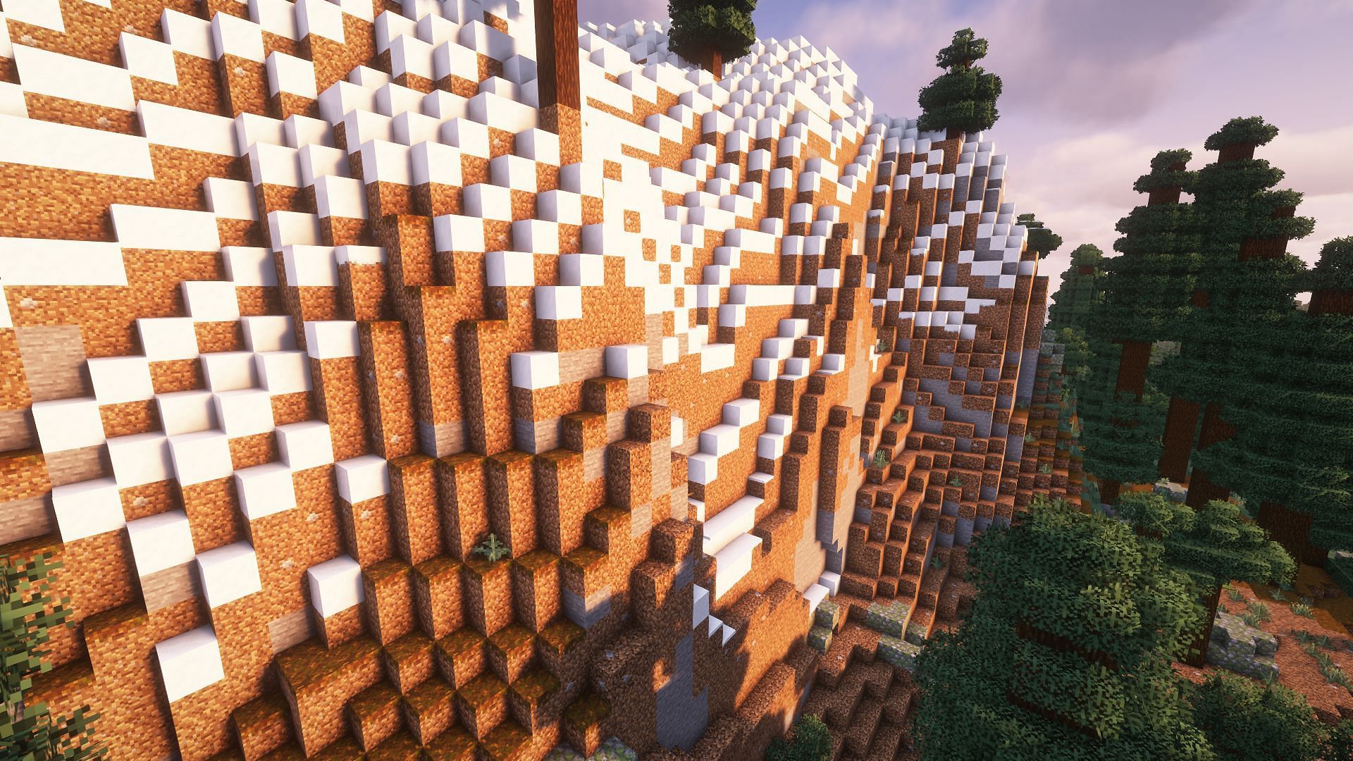 Cliffs are much less dangerous to climb with feather falling (Image via Mojang)