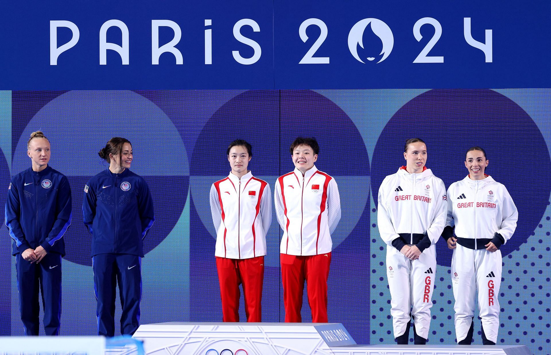 Women&#039;s 3M springboard diving medalists at the Paris Olympics (Source: Getty)