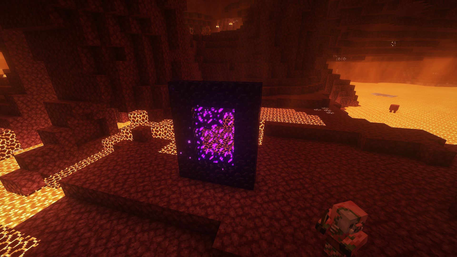 A lit Nether portal (Image via Mojang)