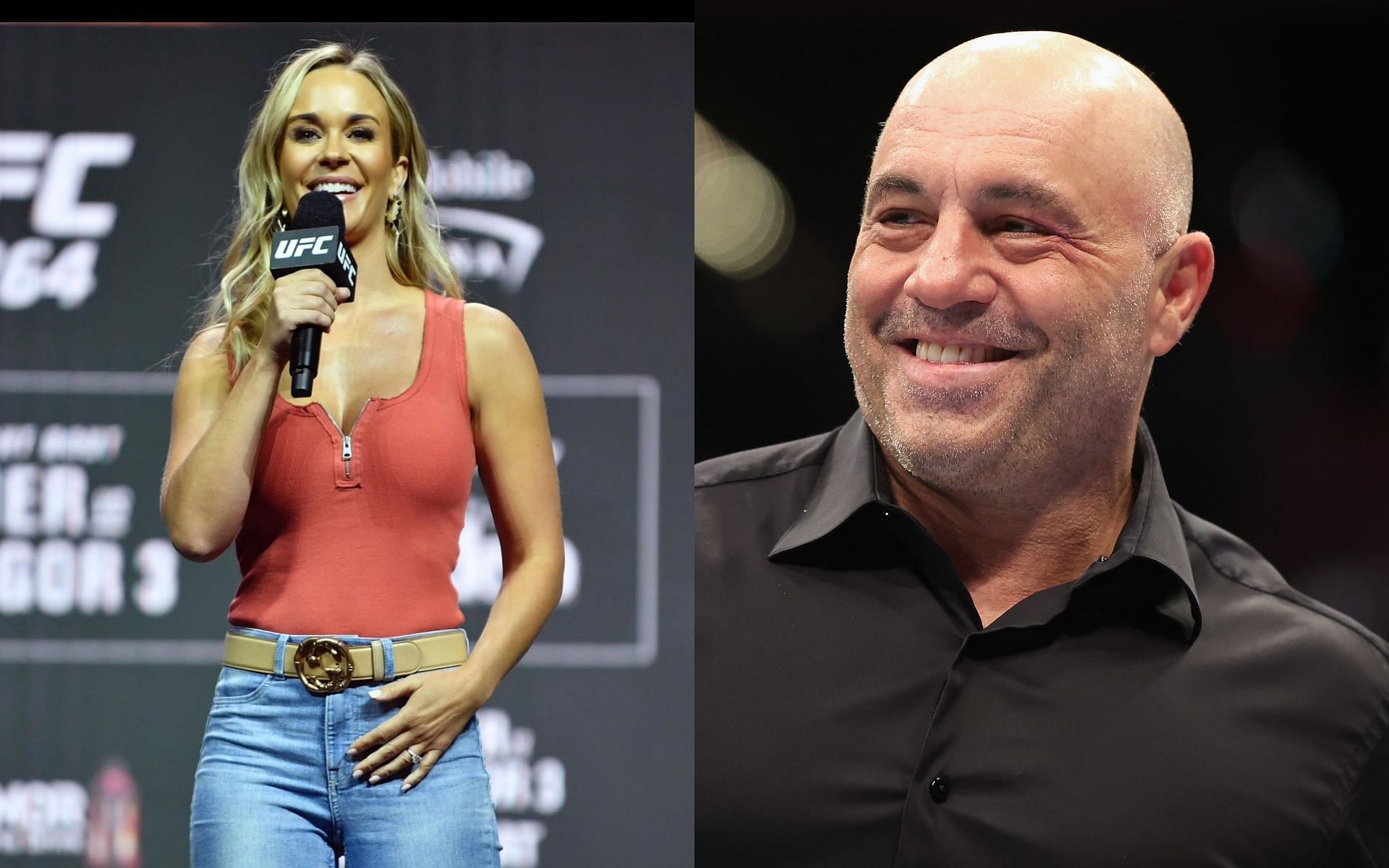 Laura Sanko (left) and Joe Rogan (right) are longtime martial arts practitioners, who work as UFC color commentators [Image courtesy: @laura_sanko on Instagram and Getty Images]