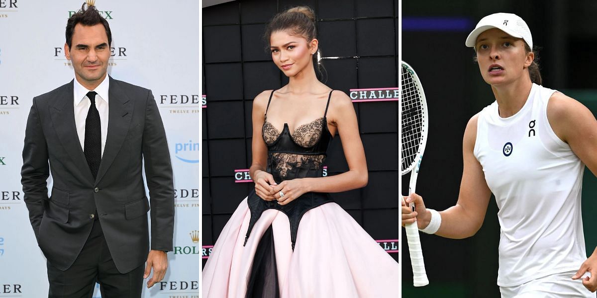 Roger Federer (L) Zendaya (M) Iga Swiatek (R). (Source: GETTY)